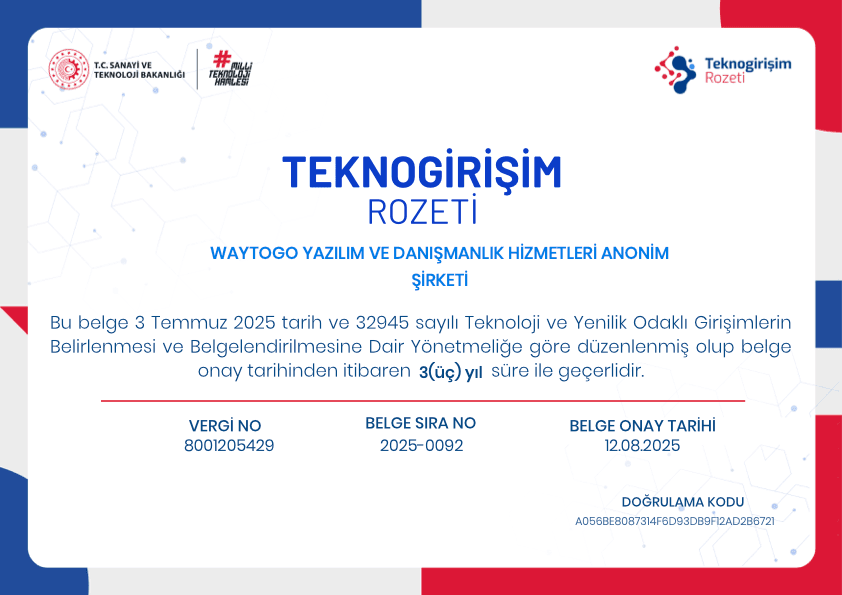 Türkiye'nin ilk Teknogirişim Rozetlerinden biri bizde